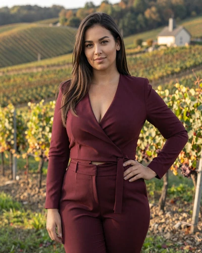 Clara, 33, Dudelange woman in burgundy top near Luxembourg vineyard hills