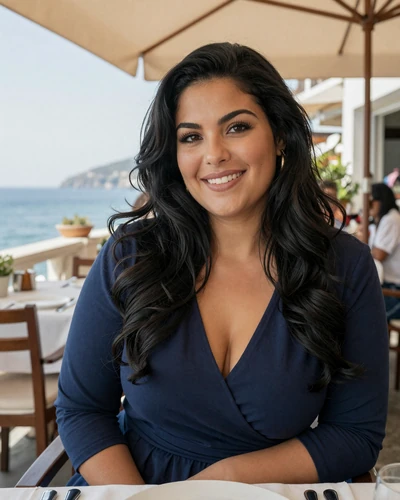 Alessandra, 33, Italian woman from Naples at an outdoor trattoria with Mediterranean sea view