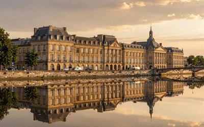 Bordeaux waterfront reflected in the Miroir d'Eau - wine country capital for meeting French women