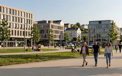 Esch-sur-Alzette modern district with young professionals and urban greenery