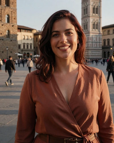 Giulia, a 33-year-old verified Italian woman from Florence in a sunlit piazza